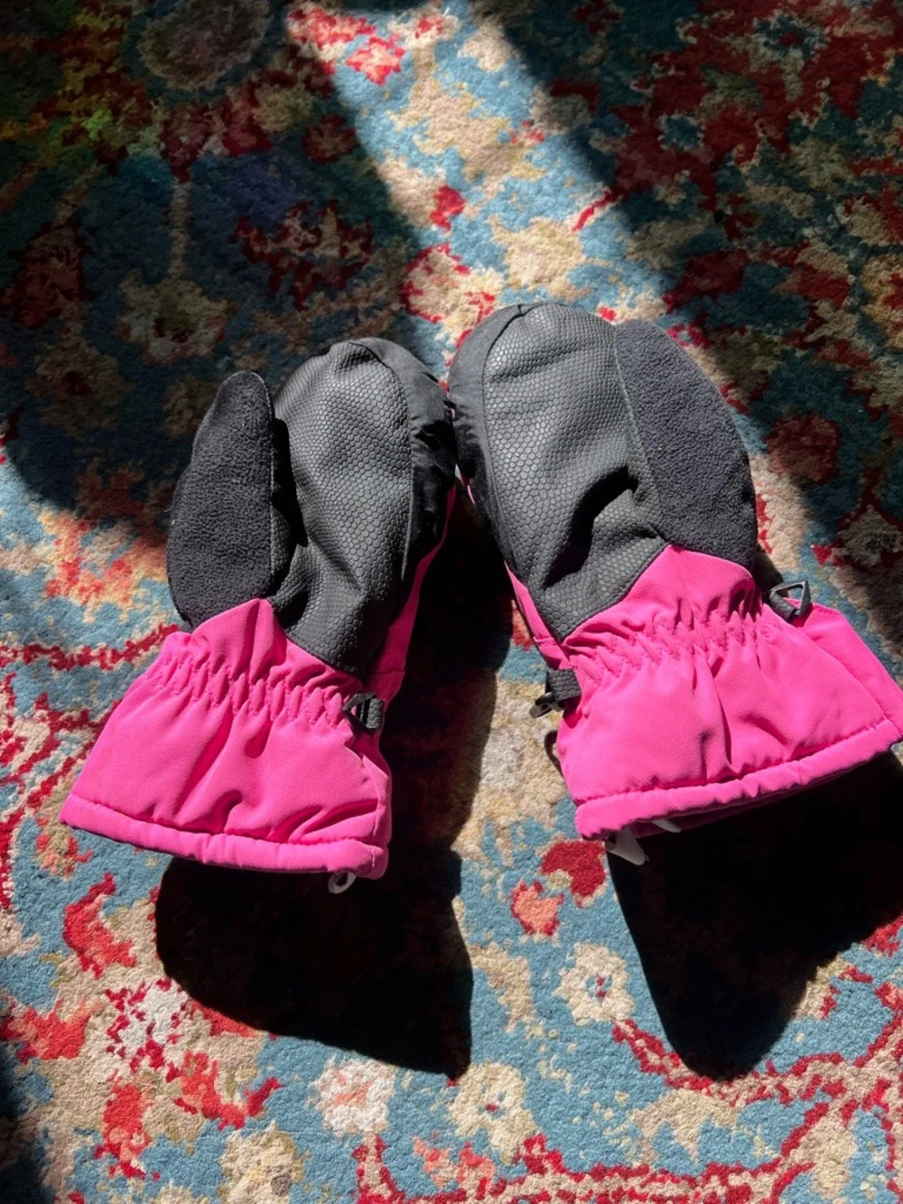 Obermeyer Kids Hot Pink and Black Snow Mittens